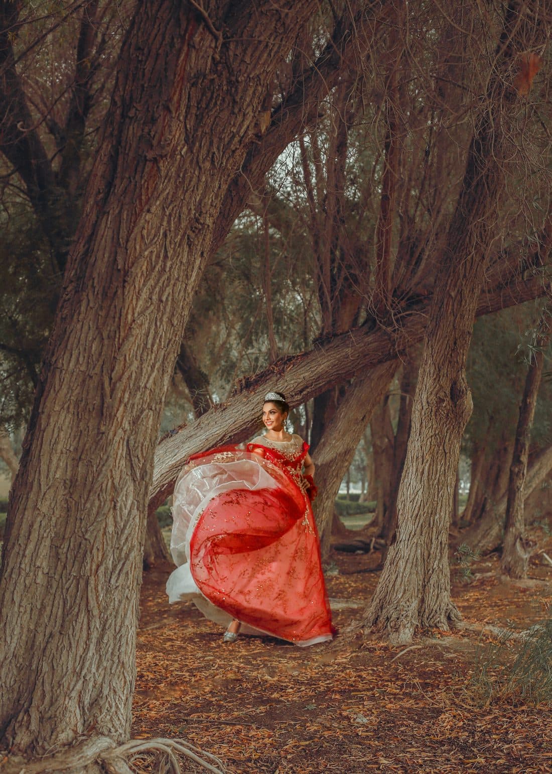 Portrait of a woman among the trees